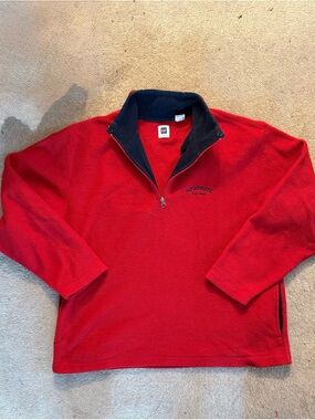 GAP Red Quarter-Zip Fleece with Black Collar